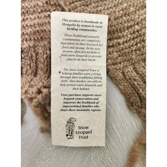 Handmade Chunky Knit Scarf Camel Wool From Snow Leopard Trust 46X6.5 Inches - Picture 4 of 6